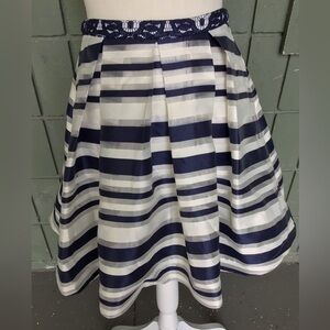 Sequin Hearts Blue and White Pleated Striped Skirt- Size 3 Juniors